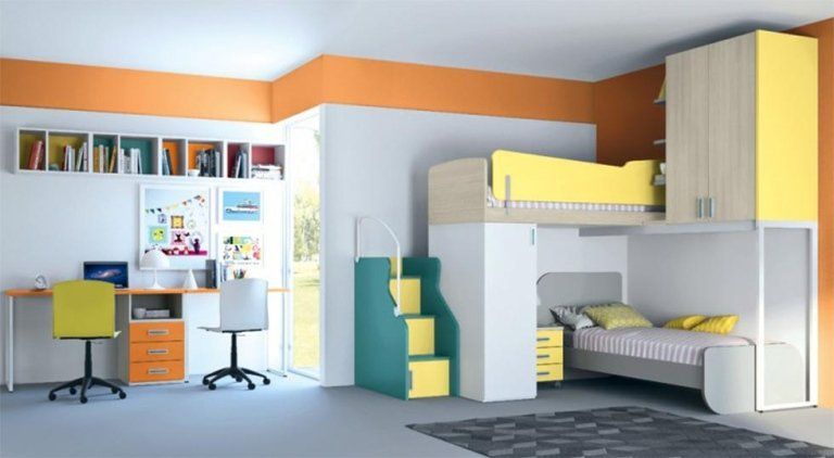 Cameretta con letti a soppalco