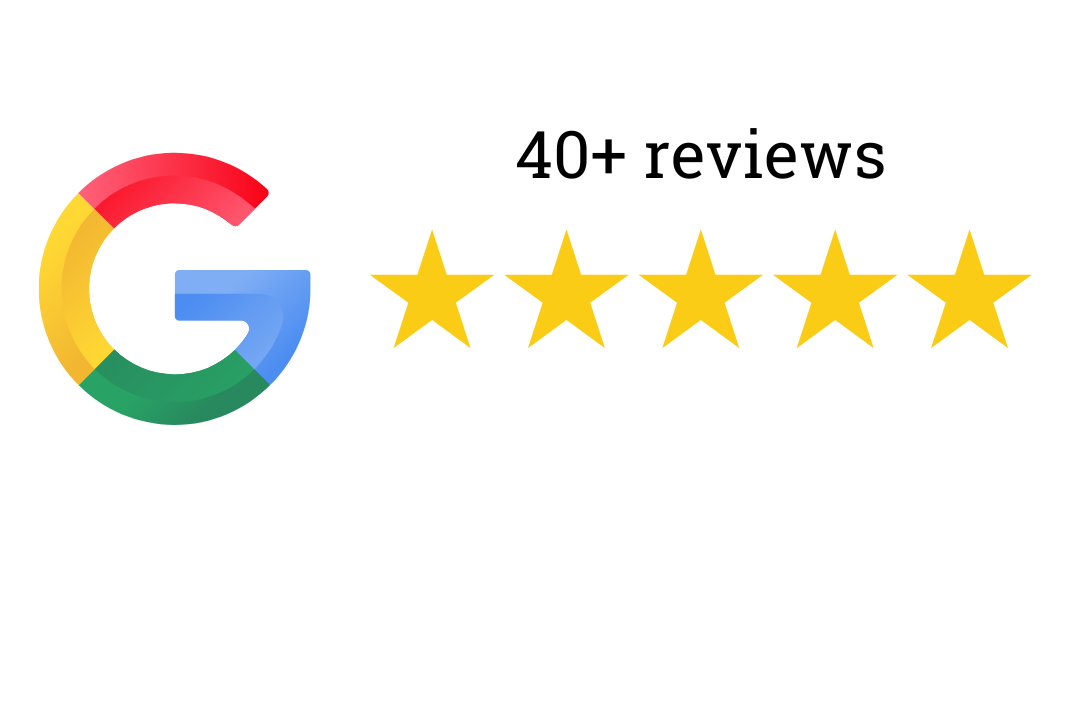 The google logo has 40+ reviews on it.