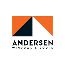 Andersen Windows & Doors logo: Orange rectangle with black and white triangle shapes