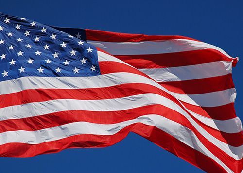 United States American Flag with Blue Sky
