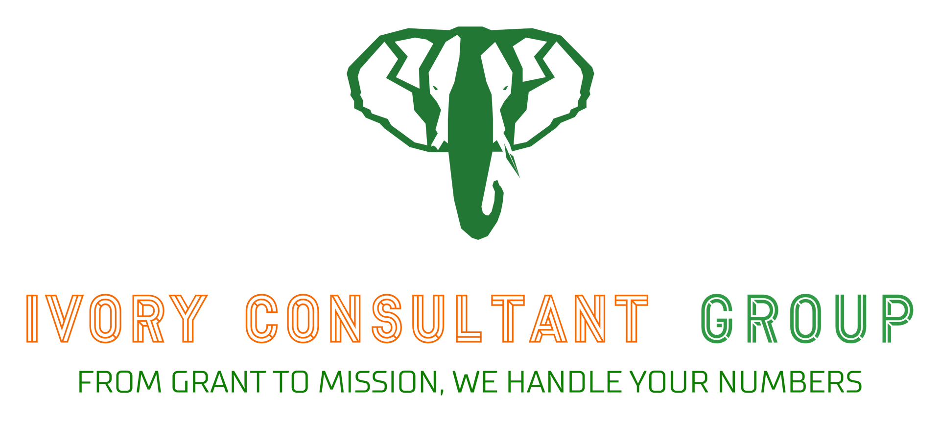 Logo of Ivory Consultant Group, with a green elephant and text in orange and green.