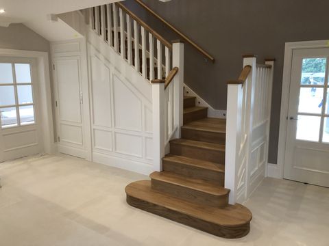 Wooden Handmade Staircase, Maplehurst, Sussex.  Builder. Building contractor. Construction. Carpentry. Carpentry contractor. Extensions. New builds. Timber frame fabrication and erection. Design and build. Kitchen installations. Horsham. Surrey. Reigate. Redhill. Dorking. Crawley. West Sussex. Cranleigh.