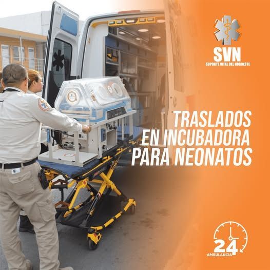 A poster that says ' traslados en incubadora para neonatos ' on it
