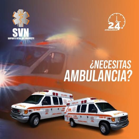 Un cartel con dos ambulancias y las palabras 