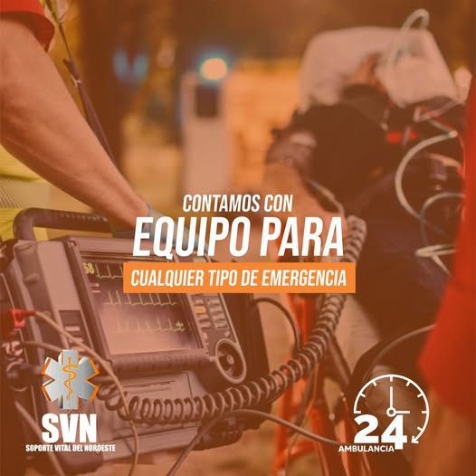 A poster that says contamos con equipo para cualquier tipo de emergencia