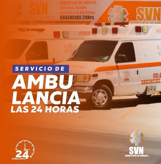 An advertisement for servicio de ambu lancia las 24 horas