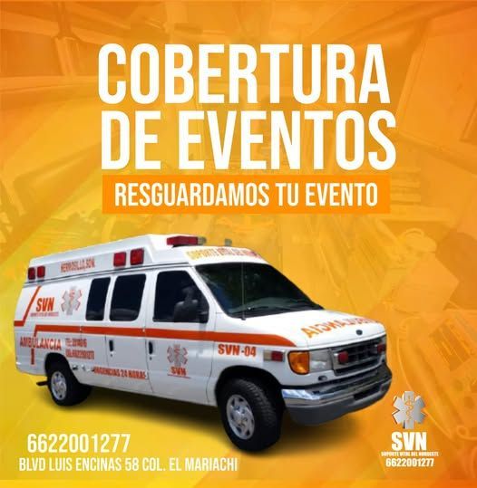 Un anuncio de cobertura de eventos muestra una ambulancia.