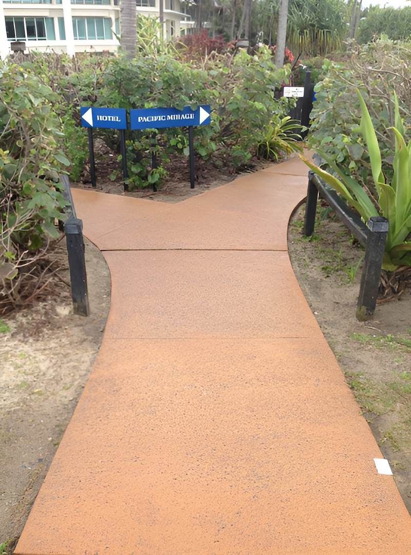 A Walkway With Two Blue Signs On The Side Of It — EcoPro Pressure Cleaning In Robina, QLD