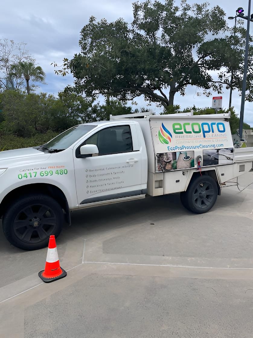 A White Truck With The Word Ecopro — EcoPro Pressure Cleaning In Broadbeach Waters, QLD