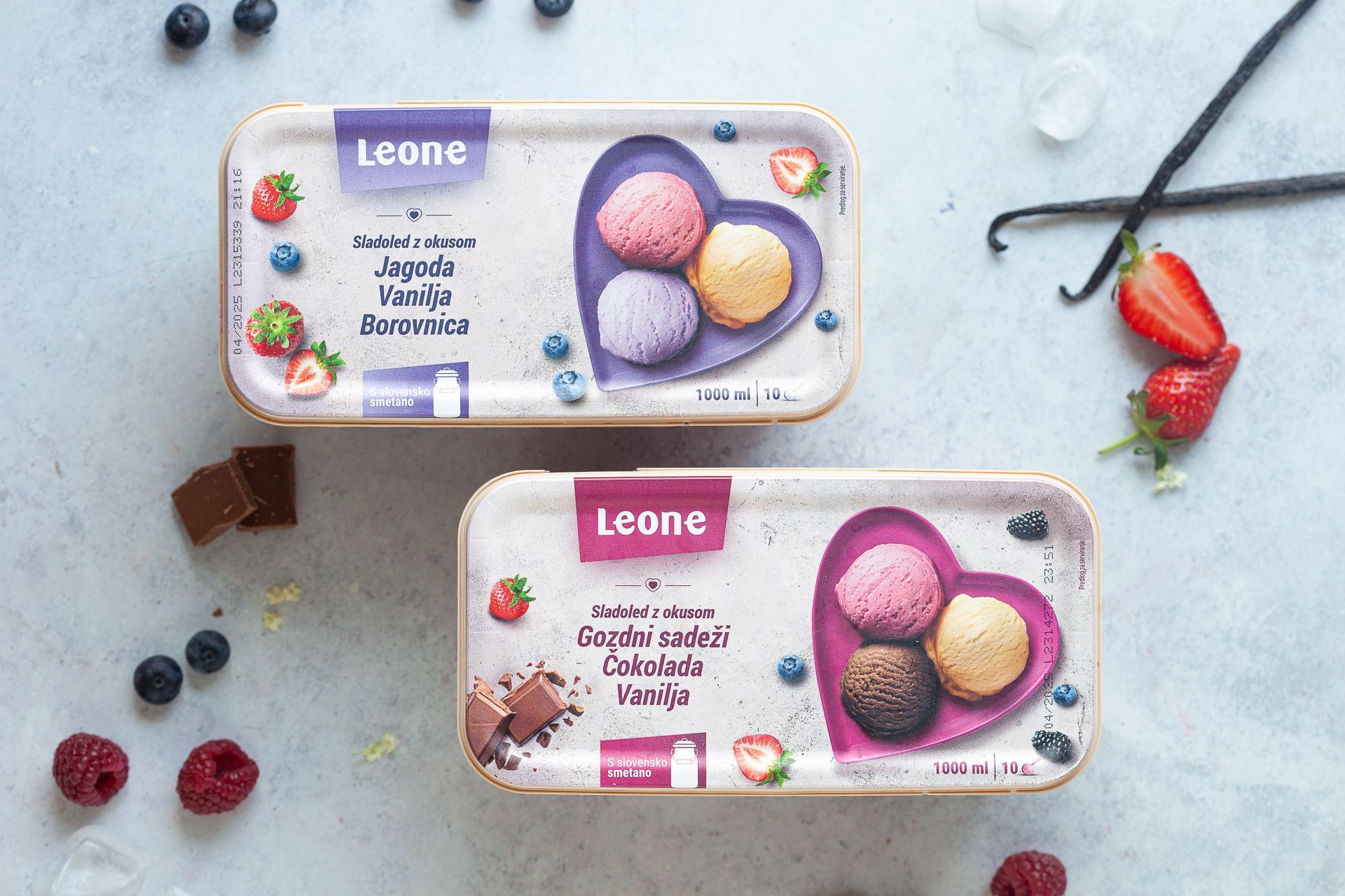 LEONE banjica jagoda, vanilja in borovnica