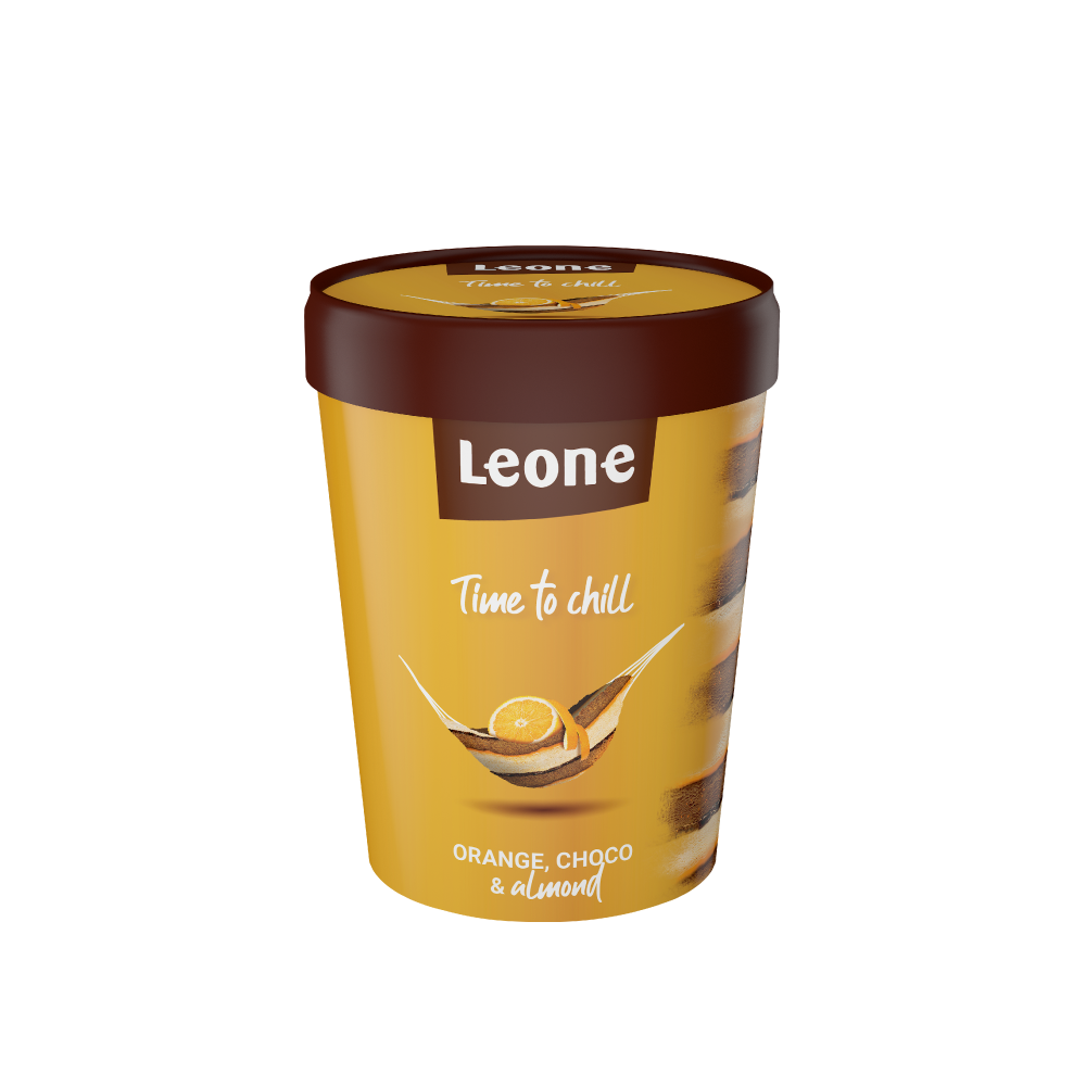 a blue container of leone sorbet lemon and vodka