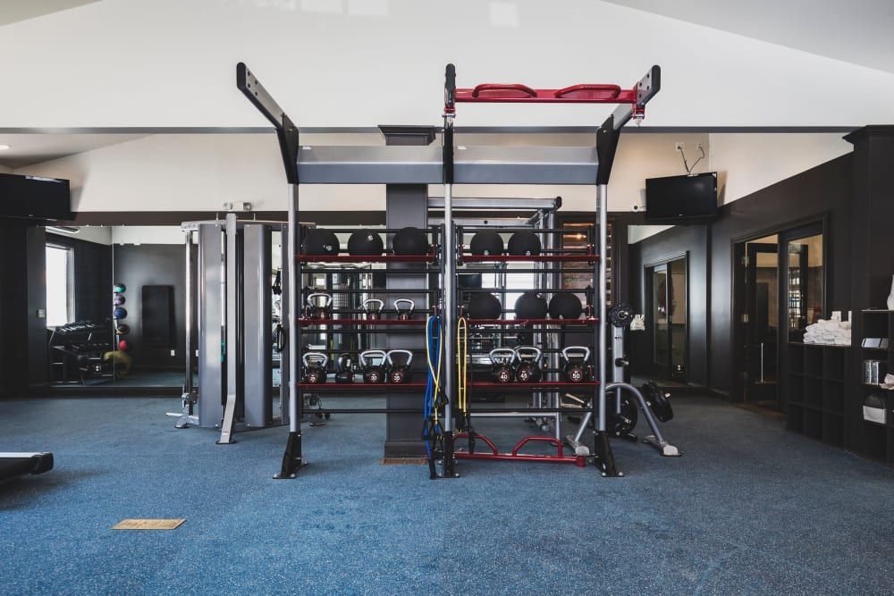 Fitness center at Sunchase at James Madison. 