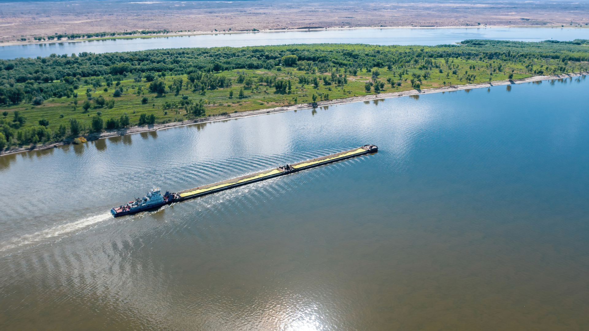Barge in an inland waterway