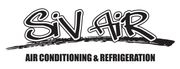 The logo for snar air conditioning and refrigeration is black and white.