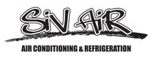The logo for snar air conditioning and refrigeration is black and white.