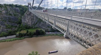 Going under Clifton Suspension Bridge