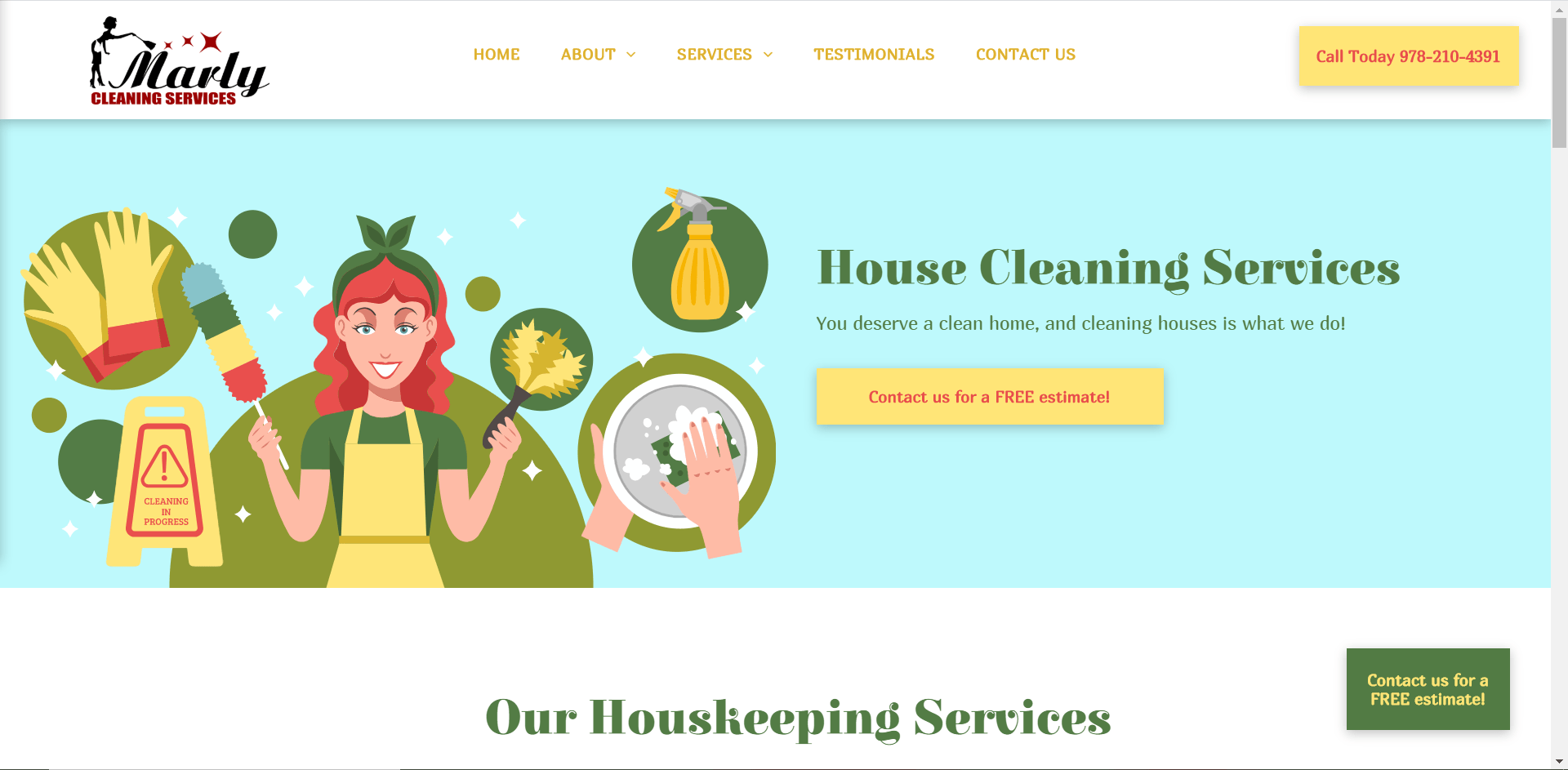 marly's cleaning services homepage