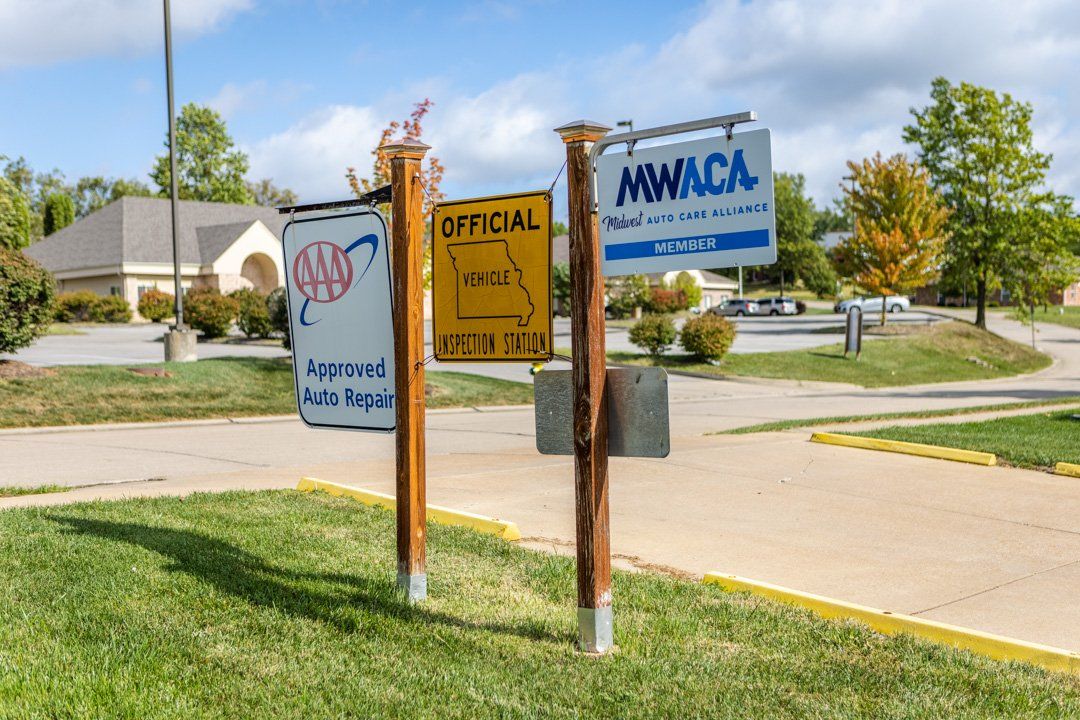 Coffey Automotive signs in front, inspections in St.Charles, MO at Coffey Automotive