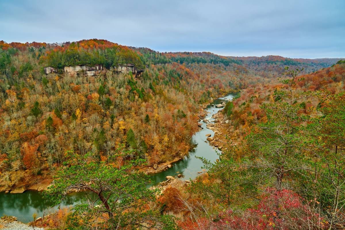 Aerial View of Devil's Jump Overlook and the Kentucky River near Frankfort, KY