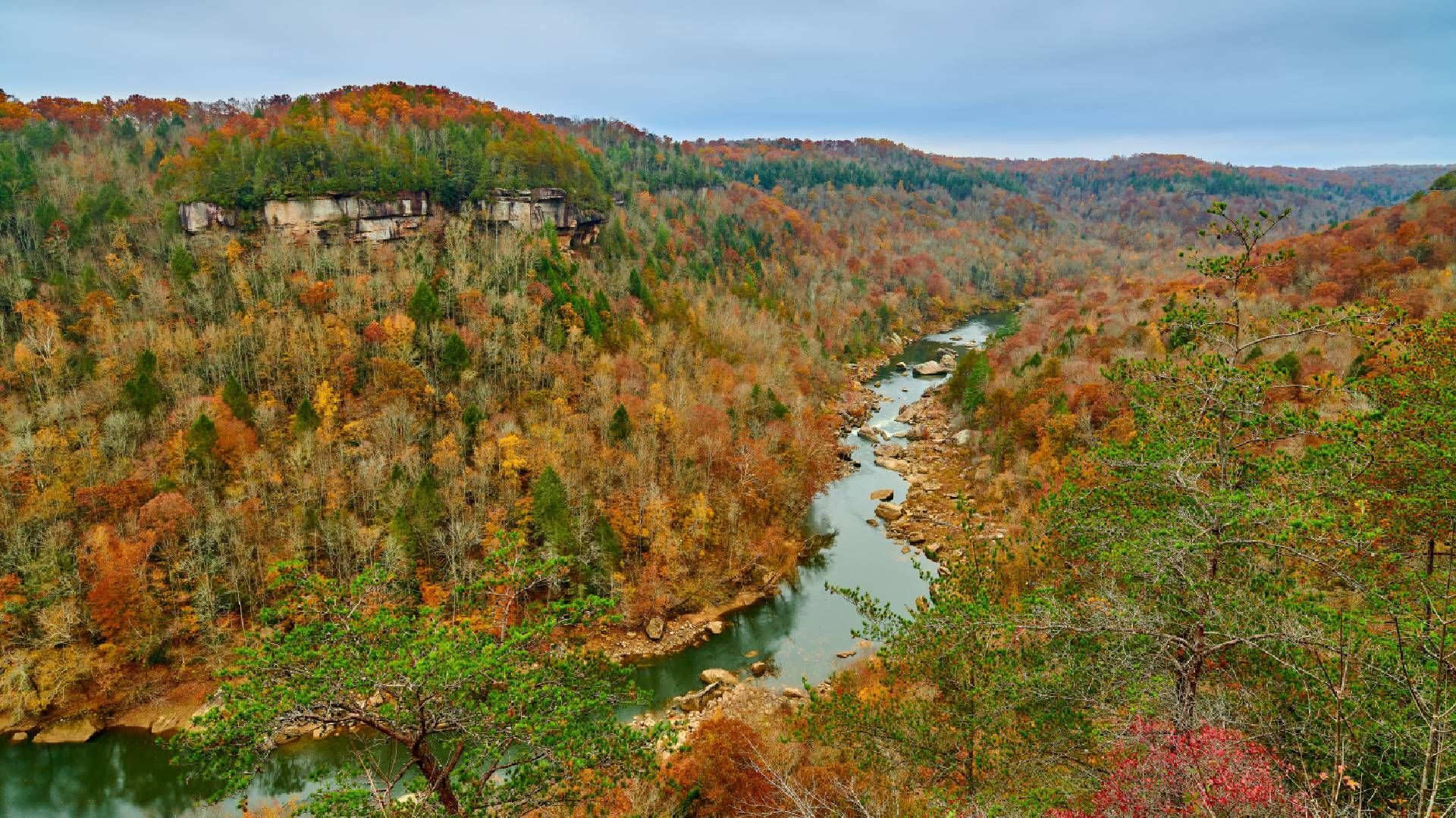 Aerial View of Devil's Jump Overlook and the Kentucky River at Kentucky River Tours near Frankfort, 