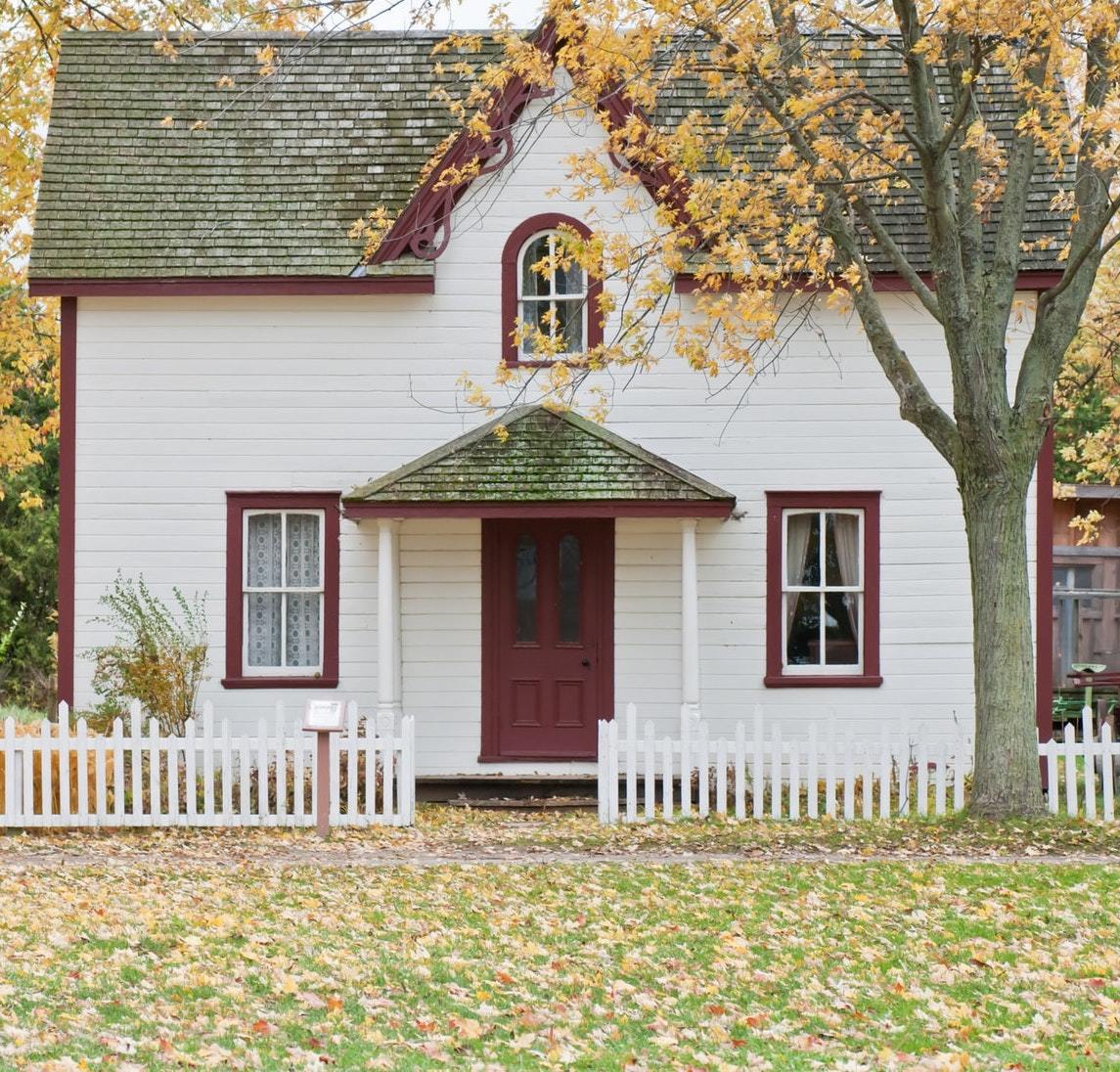 classic older home in the fall time