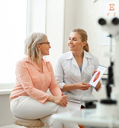 Licensed Optician — Optician Talking to Her Client in Danville, KY
