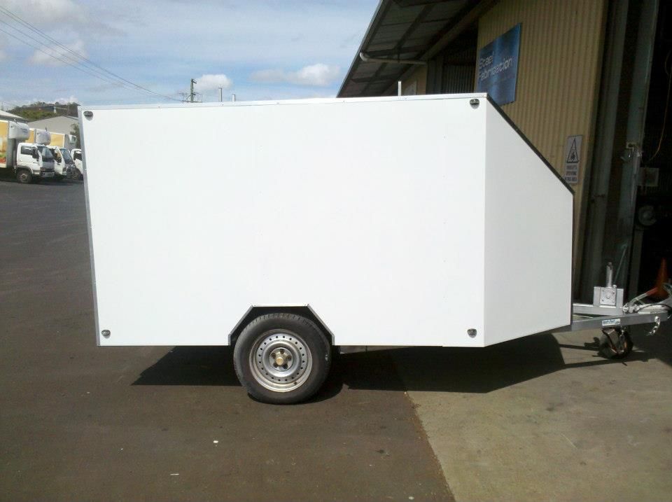 A White Trailer is Parked in Front of a Building — North Coast Steel Fabrication in South Lismore, NSW