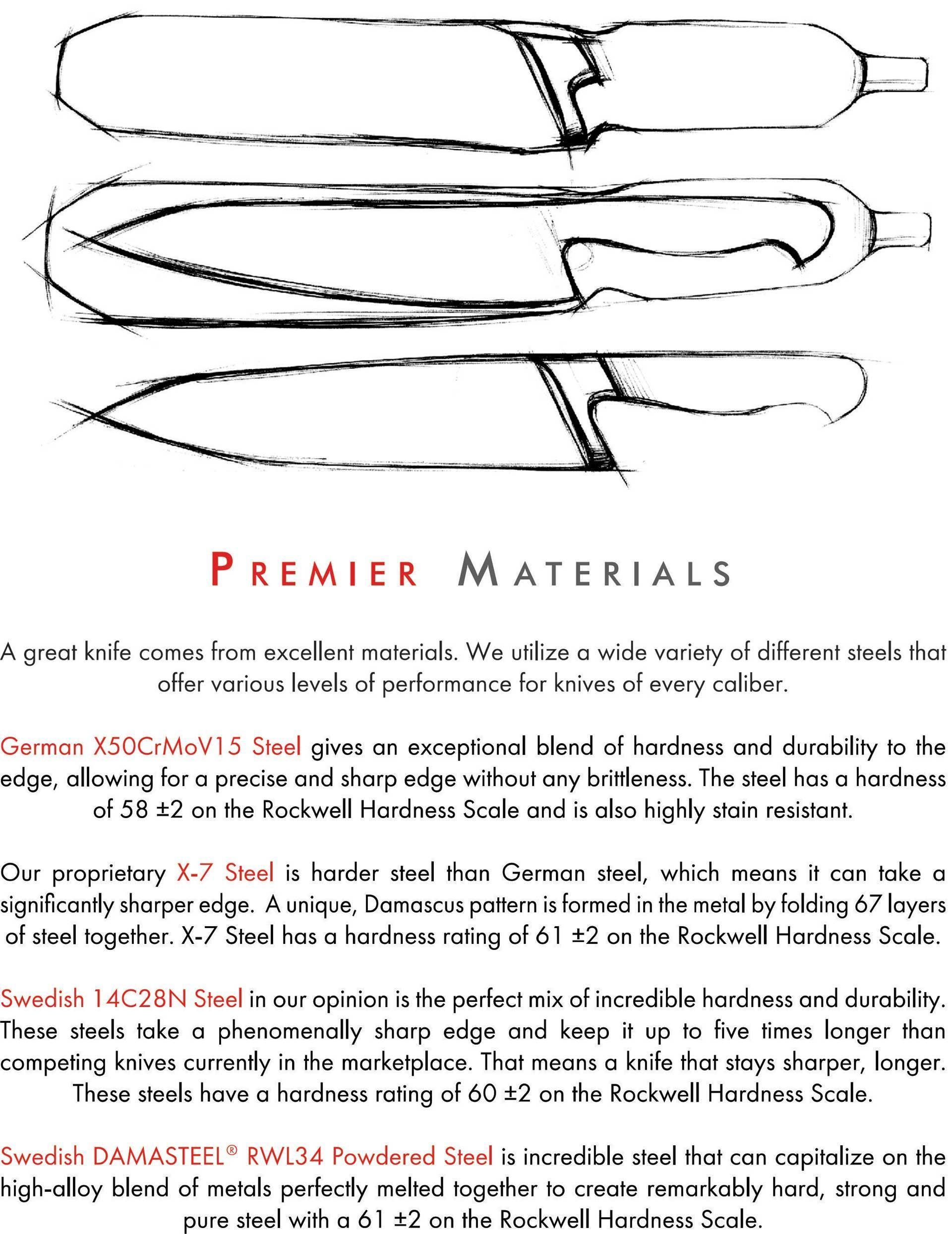 A black and white drawing of knives on a white background.