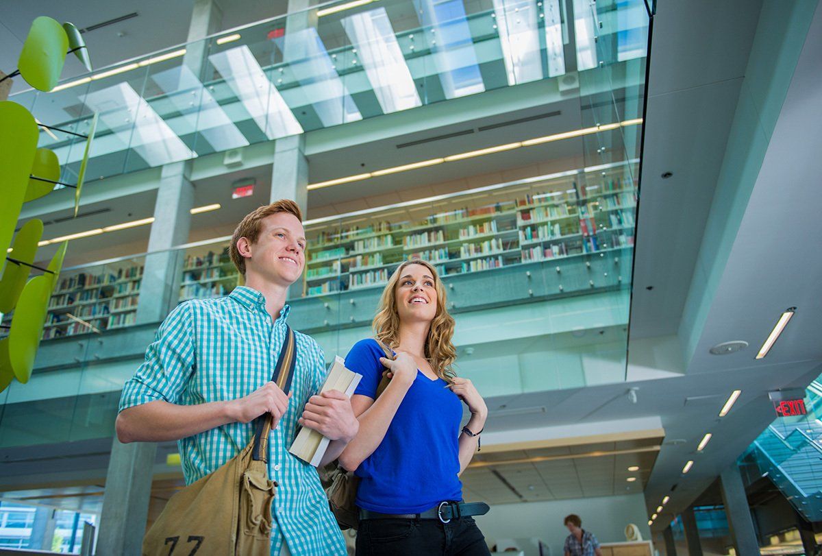 Students in the library