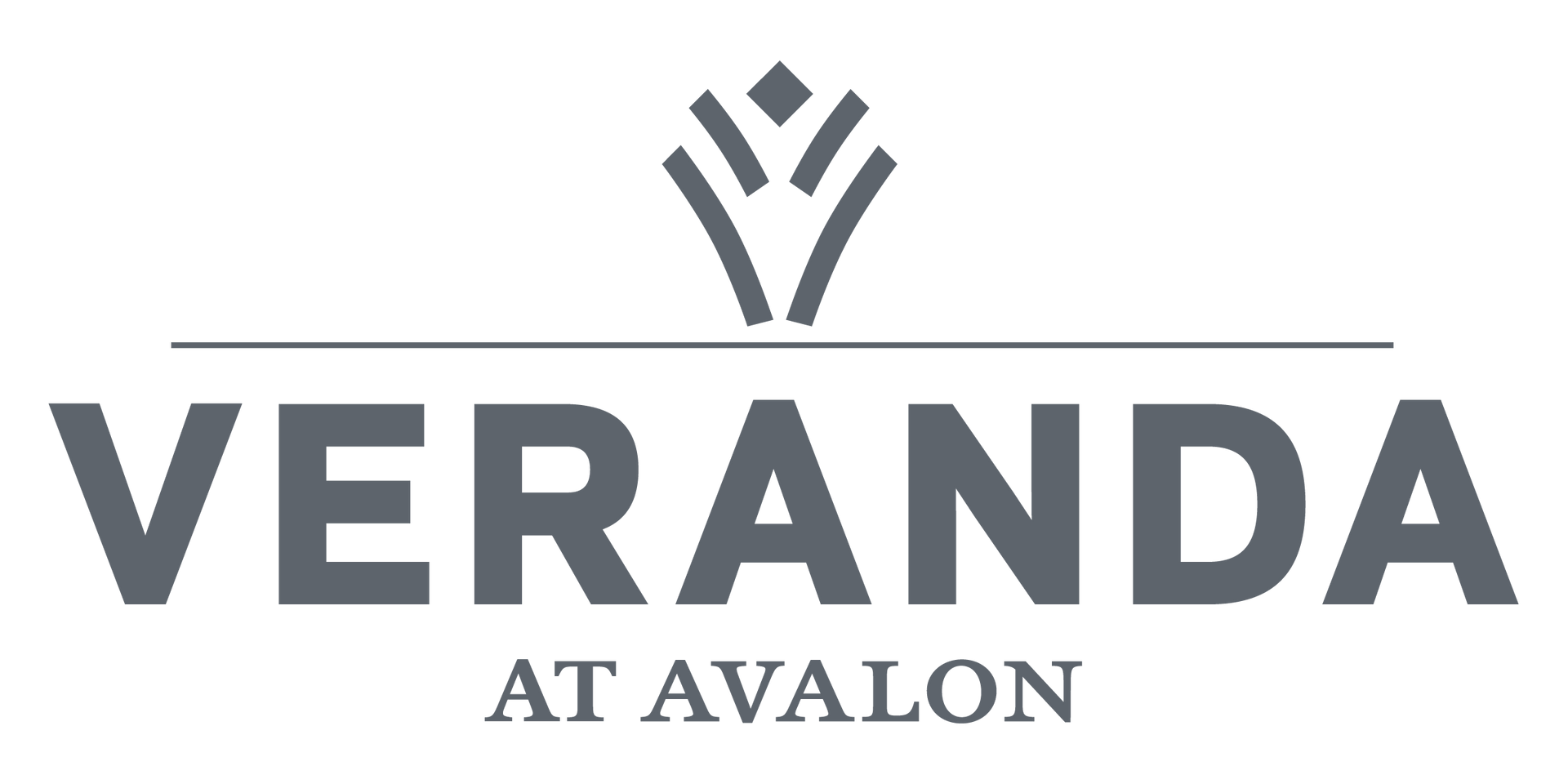 Logo for Veranda at Avalon, light brown text and icon.