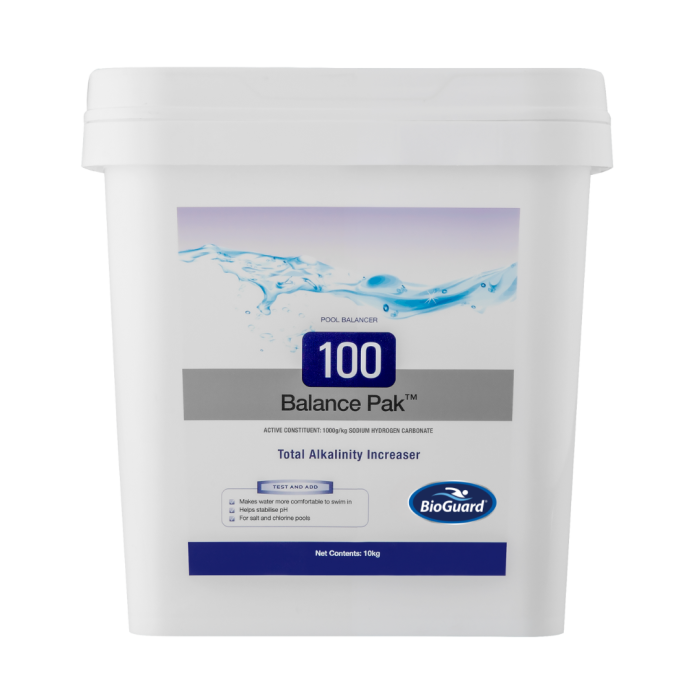 A White Bucket With A Blue Label That Says 100 Balance Pak — Poolside Noosa in Noosaville, QLD