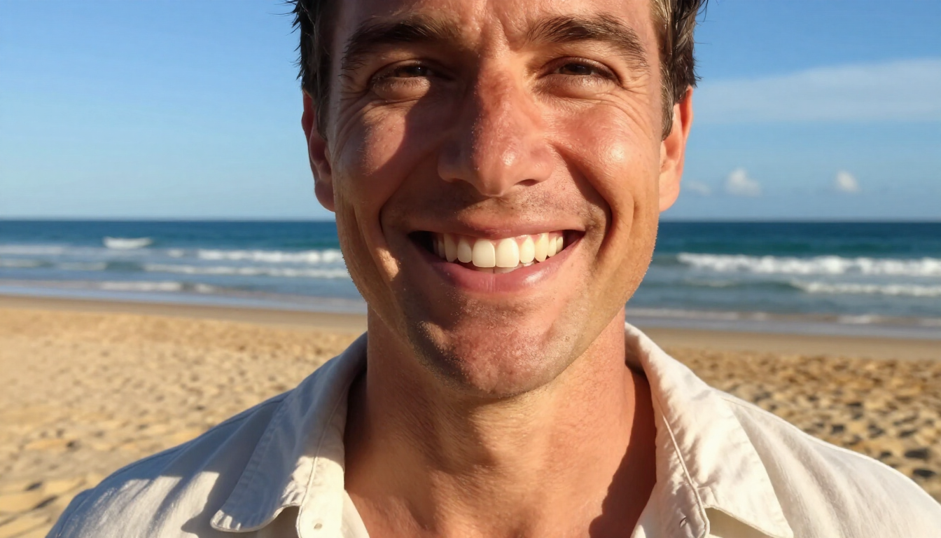 A bright summer smile and refreshing water