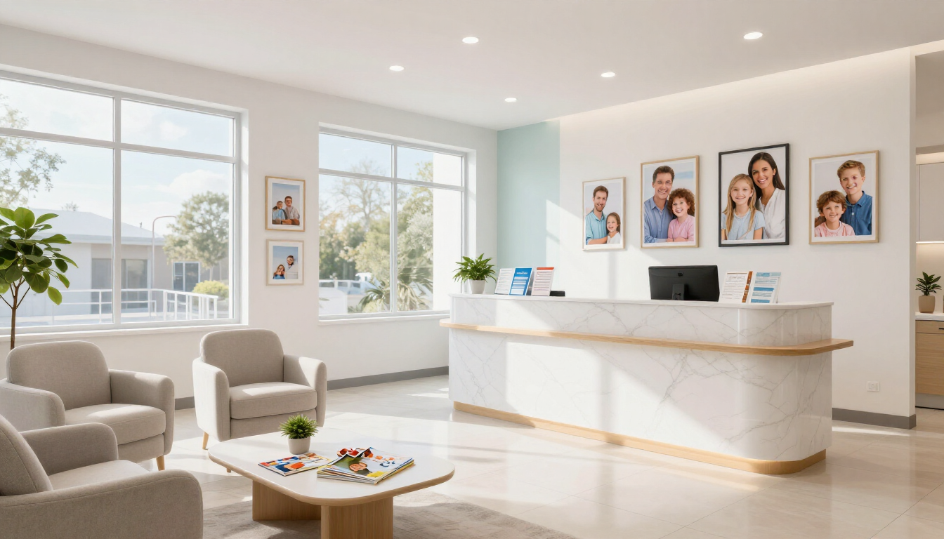 A happy family visiting a modern dental clinic in Kanata.