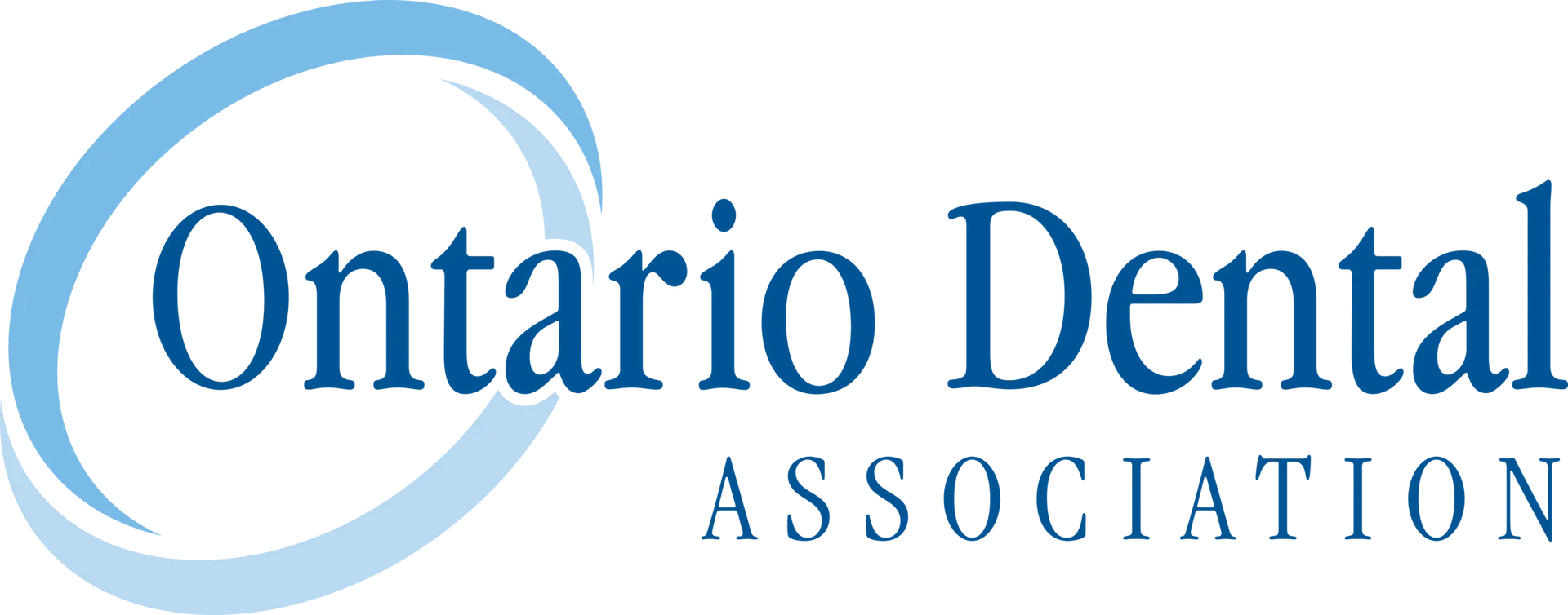 Ontario Dental Association logo: blue text and ring on white background.