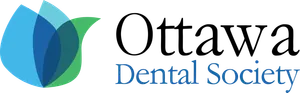 Ottawa Dental Society logo: blue, green overlapping flower design; black