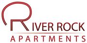 River Rock Apartments logo in red and black with stylized “R” and text on white background