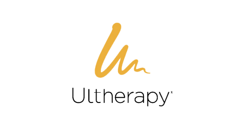 A yellow and black logo for ultherapy on a white background.