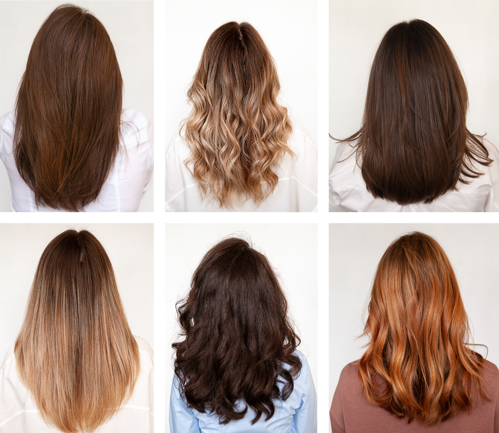 A collage of six pictures of different types of hair