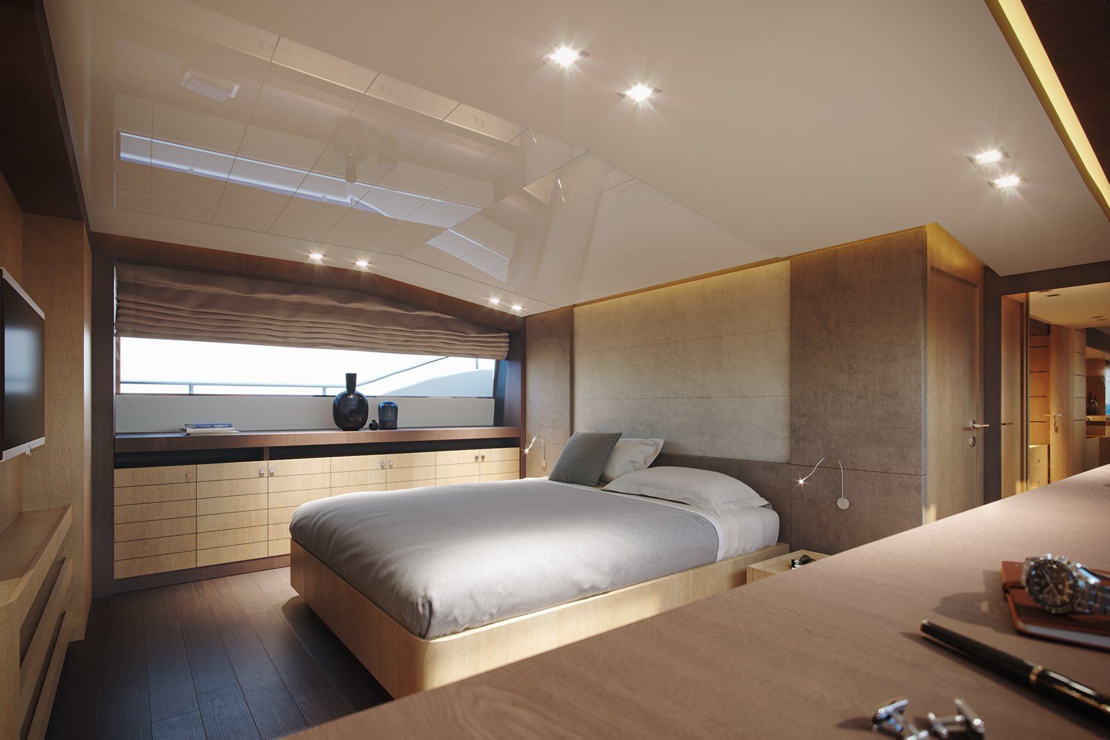 Schlafbereich der Luxusyacht: 3D Visualisierung von build.