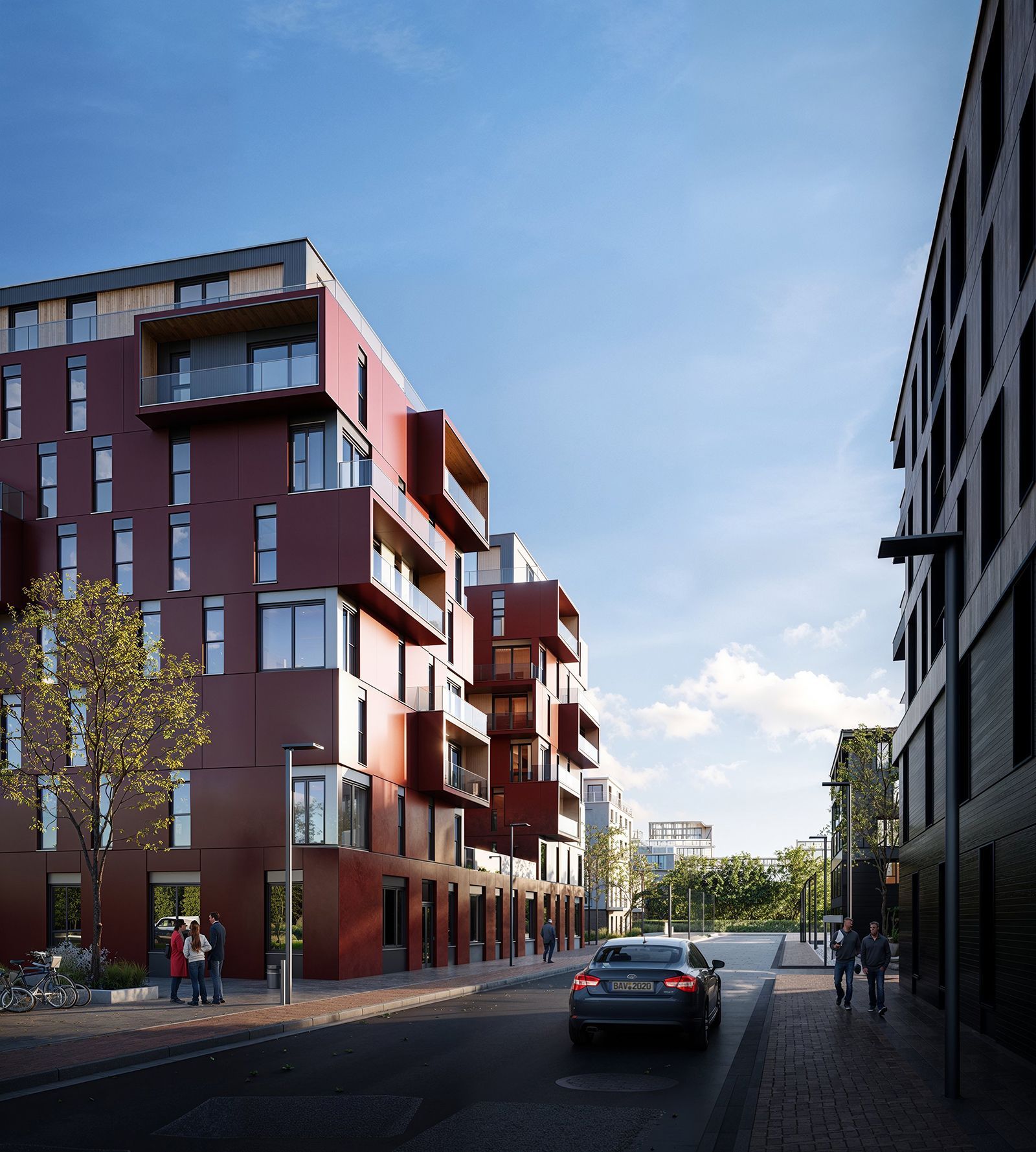 3D-Architektur-Visualisierung Mehrfamilienhäuser.