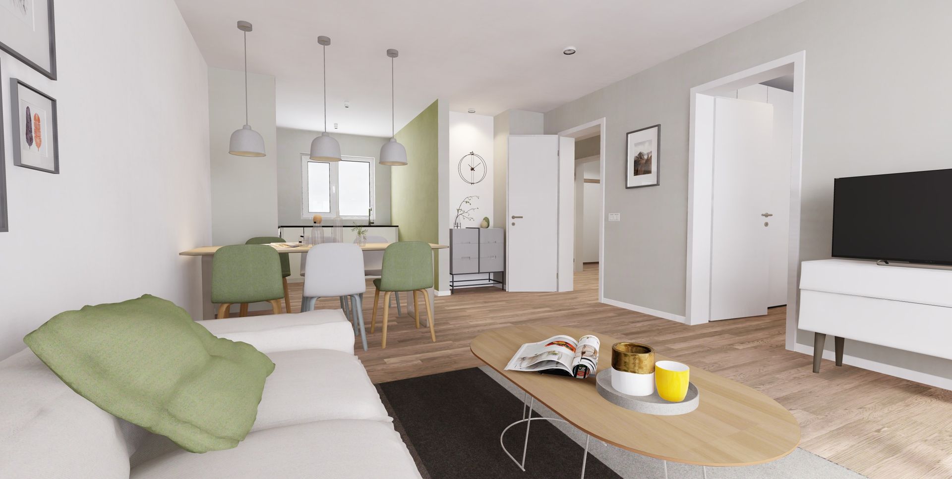 Beispiel eines Virtueller Rundgang durch eine 3-Zimmerwohnung.