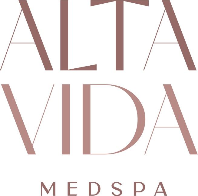 The logo for alta vida medspa is a pink logo on a white background.