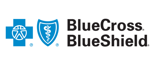 BlueCross BlueShield logo with a blue cross symbol, shield with caduceus, and text.