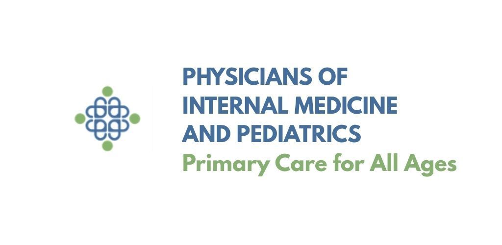 Logo for Physicians of Internal Medicine and Pediatrics, Primary Care for All Ages. Blue and green colors used.