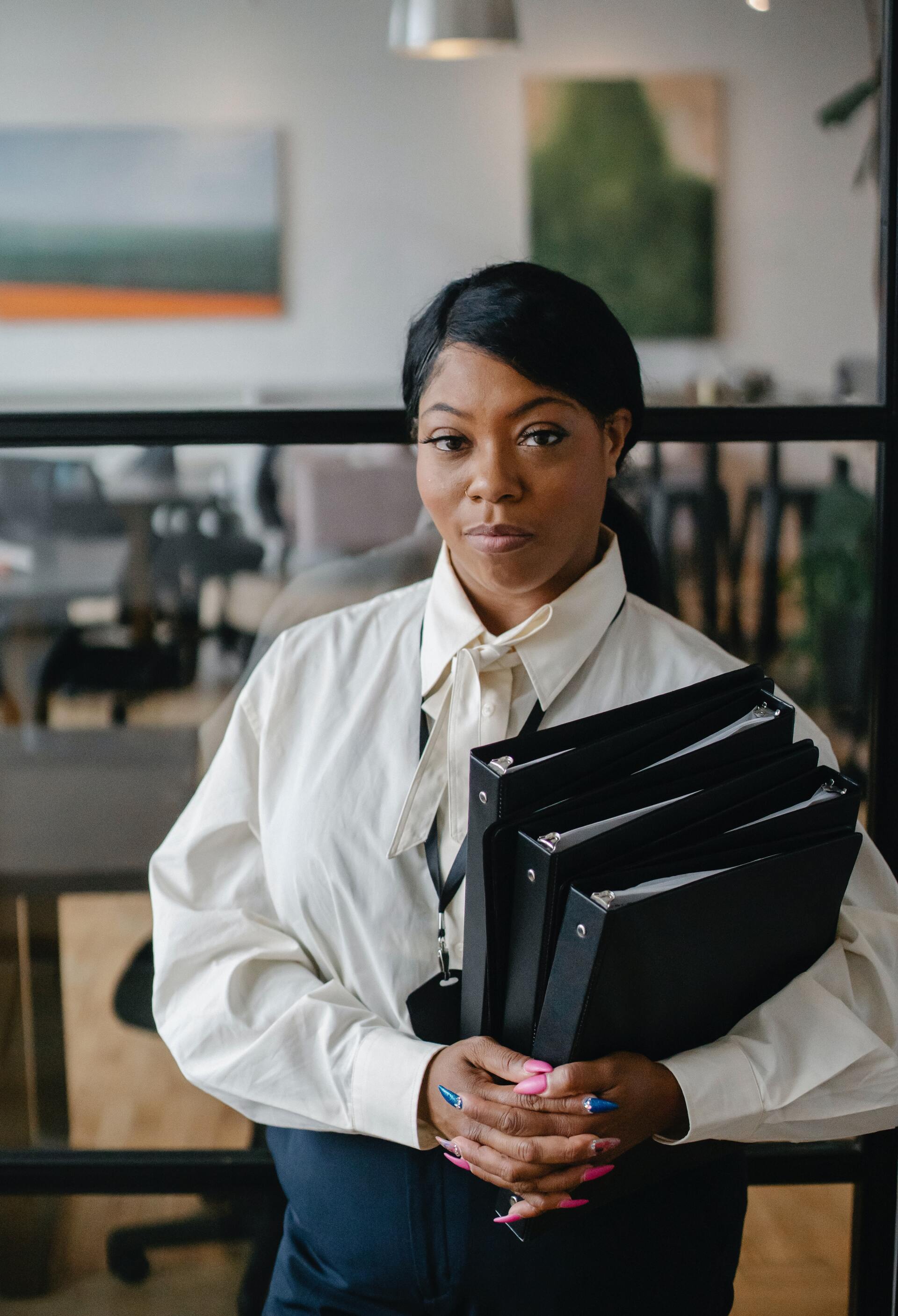 woman with folders