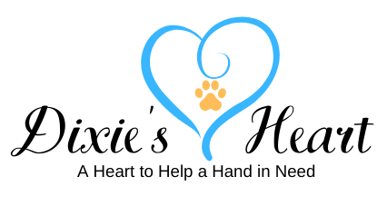 a logo for dixie 's heart a heart to help a hand in need