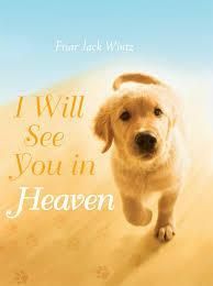 a puppy is running in the desert on the cover of a book titled i will see you in heaven.