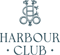 The harbour club logo has a rope and a letter h on it.