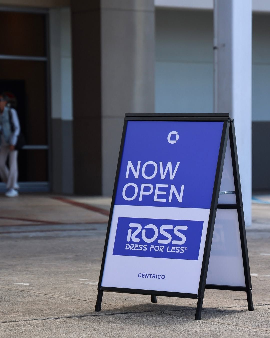 A-frame sign outside Ross store: