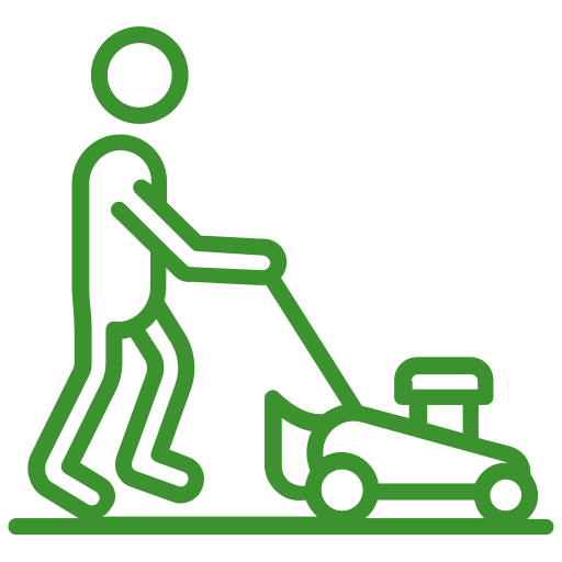A man is using a lawn mower to cut the grass.